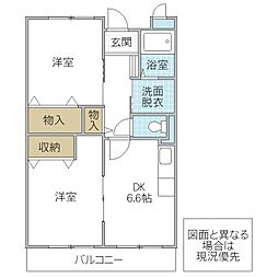 メゾン・ド・フローレ 1階2DKの間取り