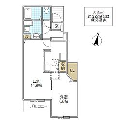 グラン メゾン高萩 II 1階1LDKの間取り