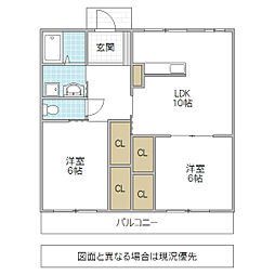 丸平ハイム2 2LDKの間取図画像