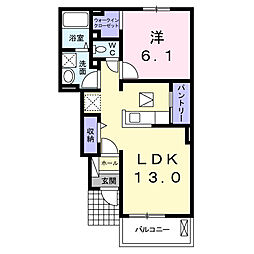 リバーサイド・S1 1LDKの間取図画像
