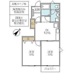 リブラ 2DKの間取図画像