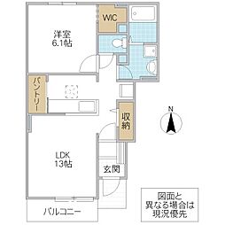 ラフレシール・S2 1LDKの間取図画像