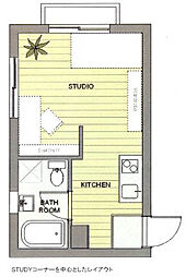 リバティ ワンルームの間取図画像