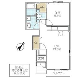 ノースヒル1 1LDKの間取図画像