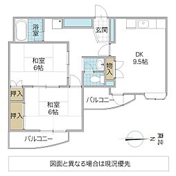 さくらビル 2DKの間取図画像