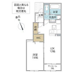 レジデンスノーブル下桜井A 1LDKの間取図画像