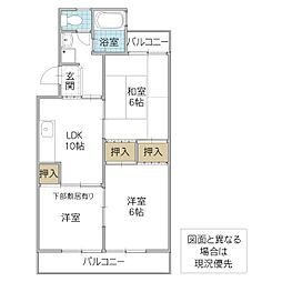 旭町ケイセンマンション 2LDKの間取図画像