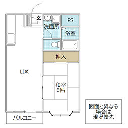 コーポ・セリーヌ 1LDKの間取図画像