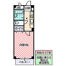 SAN-EIハイツB 1Kの間取図画像