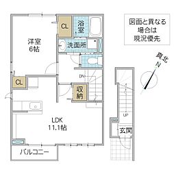 オーブ・プロムナード3 1LDKの間取図画像
