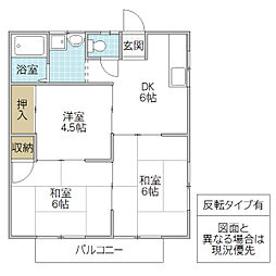 ホワイトハイツA 3DKの間取図画像
