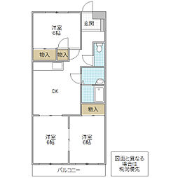 マーメイド 1階3DKの間取り
