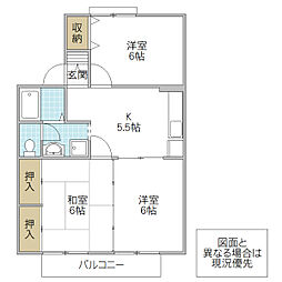 サンセジュールA 3Kの間取図画像