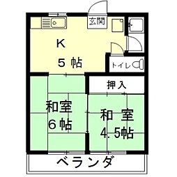 コーポみどり 2Kの間取図画像