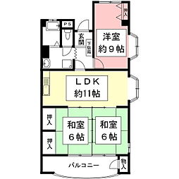 サンホワイト・オサムラ 3LDKの間取図画像