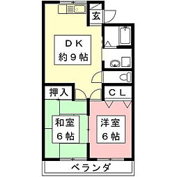 吉田グリーンハイツ2 2DKの間取図画像