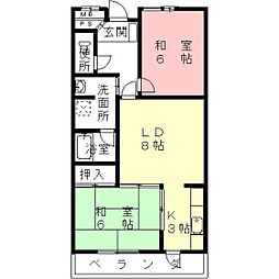 コーポフクシマ 2LDKの間取図画像