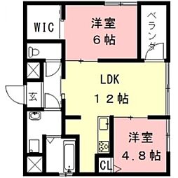 AZMOND 7階2LDKの間取り