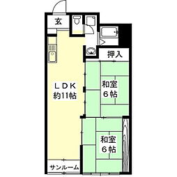 ブライトリヴイトー 2LDKの間取図画像