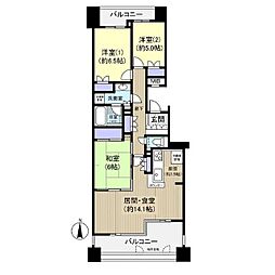 名古屋市営東山線 東山公園駅 徒歩3分の賃貸マンション 2階3LDKの間取り