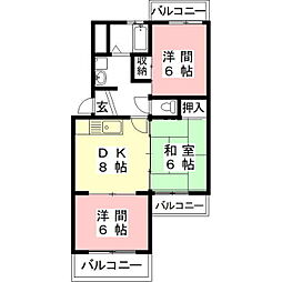 第2サンハイツ戸崎 3DKの間取図画像