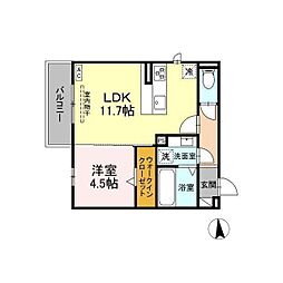 Commons 3階1LDKの間取り