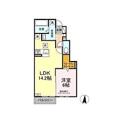 羽島郡岐南町下印食1丁目アパート 1LDKの間取図画像