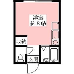 ロゼハウス2 ワンルームの間取図画像