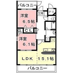 ラ・ミノール2 2LDKの間取図画像