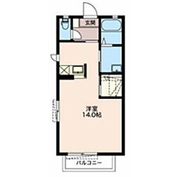 エスポワール下奈良 ワンルームの間取図画像