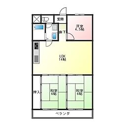 福寿ハイツ 3LDKの間取図画像
