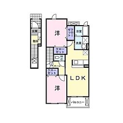 サンローズ2 2LDKの間取図画像