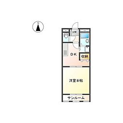 プリッツパレス 1DKの間取図画像