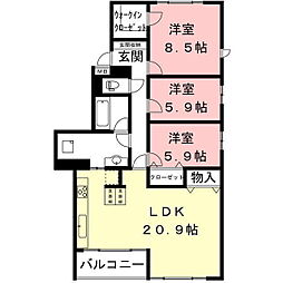 キャッスルハイツ早田栄町 3LDKの間取図画像