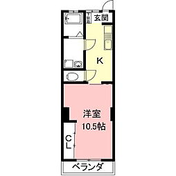 大野ビル 1Kの間取図画像