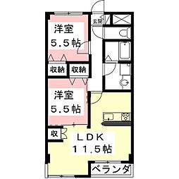 後藤ハイツ 2LDKの間取図画像
