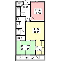 コーポフクシマ 2LDKの間取図画像