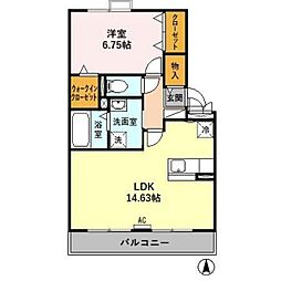 コートハウス岐陽2C 1LDKの間取図画像