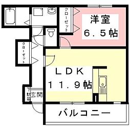 メゾングラース 1LDKの間取図画像