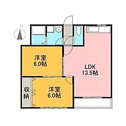 ハイツ元町 2LDKの間取図画像