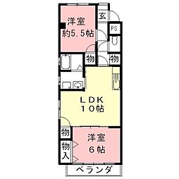 プルミエ11 2LDKの間取図画像