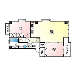 コーポソウミヤ 2LDKの間取図画像