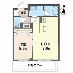 アヴェニール雄飛ヶ丘 1LDKの間取図画像