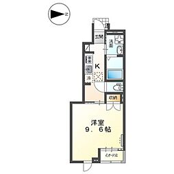 ヴェルジェX 1Kの間取図画像