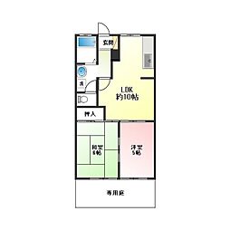 Uコーポシンカワ 2LDKの間取図画像