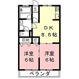 今嶺ビル 2DKの間取図画像
