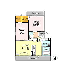 Ks'A 2LDKの間取図画像