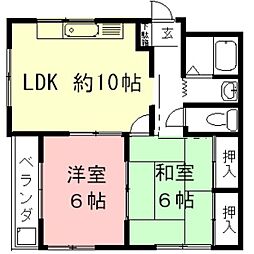 レジデンスみその 2LDKの間取図画像