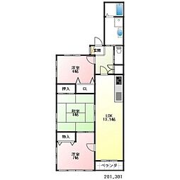 プリベイルビル 3LDKの間取図画像
