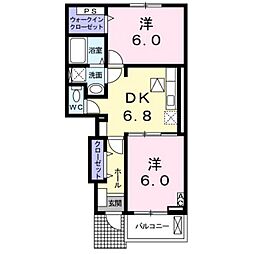 リバーサイドレジデンス 2DKの間取図画像